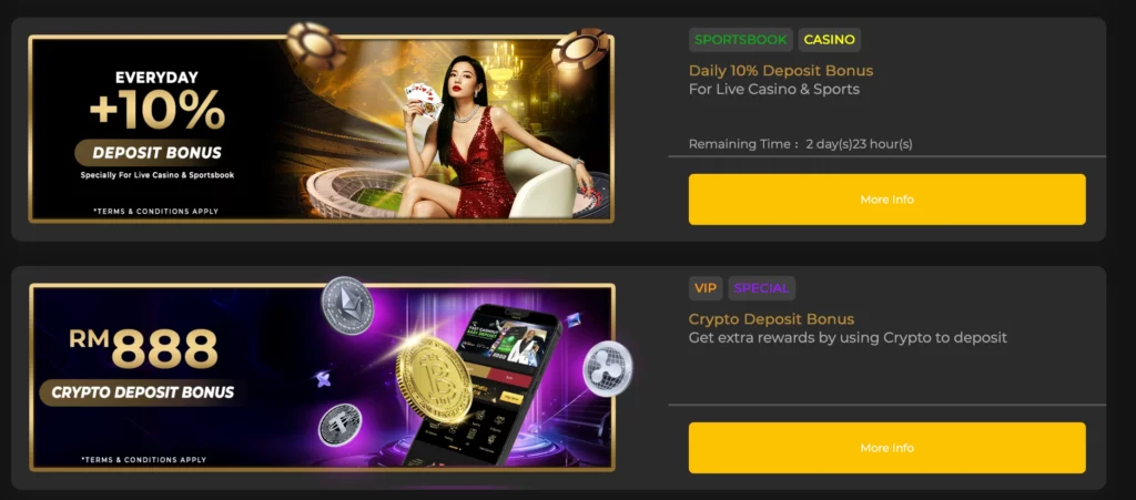 255% Match up to MYR 2555 + Spins